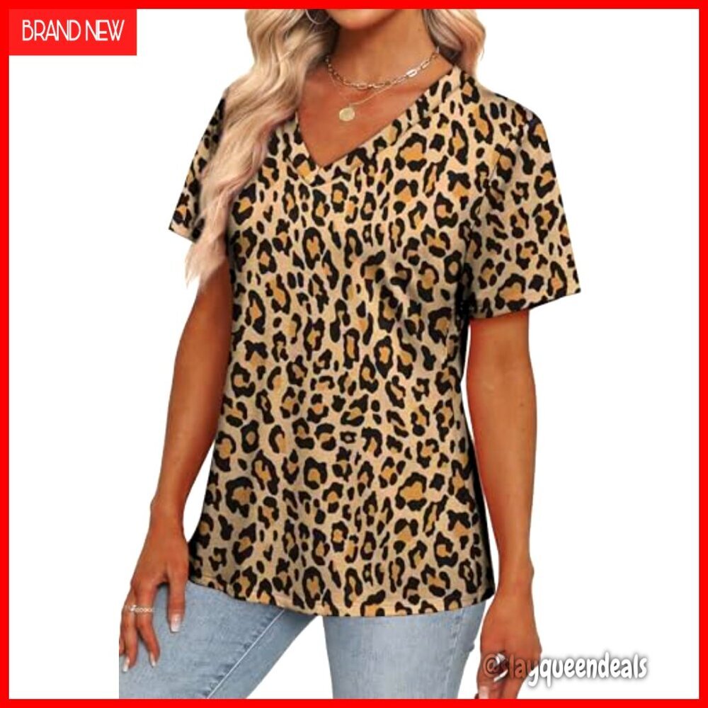 V-Neck Short Sleeve T-Shirt, Polyester Spandex Blend, Regular Fit, Printed - Picture 3 of 7